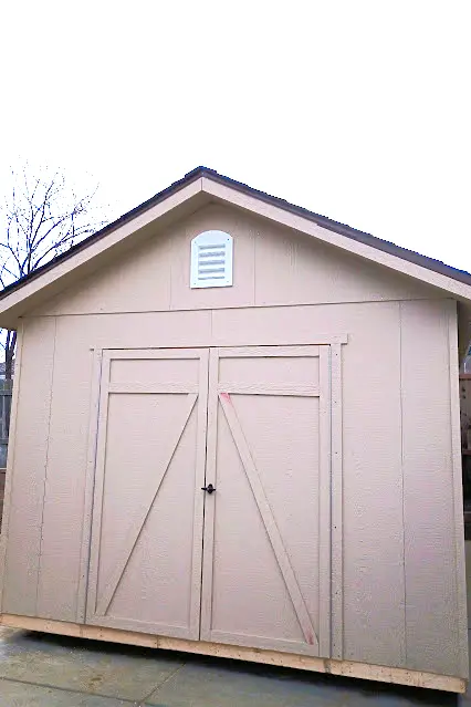 Storage shed assembly after